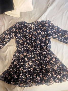 Crystal Doll Floral Mini Dress in Blue & Pink